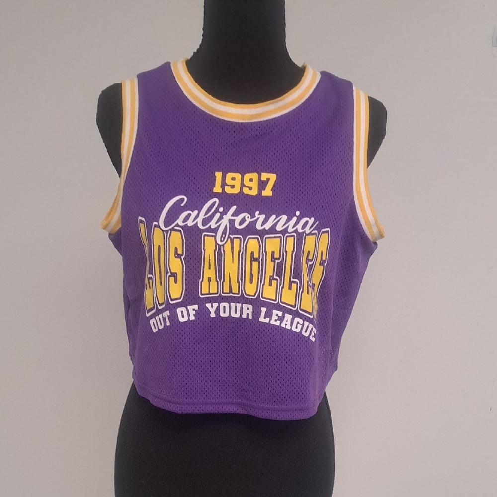 Los Angeles Purple & Yellow Crop Tank Top